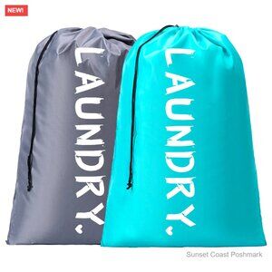 2 Pack XL Travel Laundry Bags, Nylon Drawstring Organizer